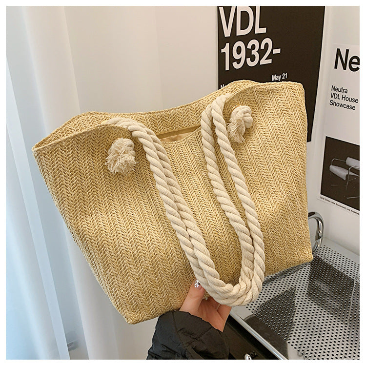 Bolso de Rafia Tejida de Gran Capacidad, Bolso de Playa