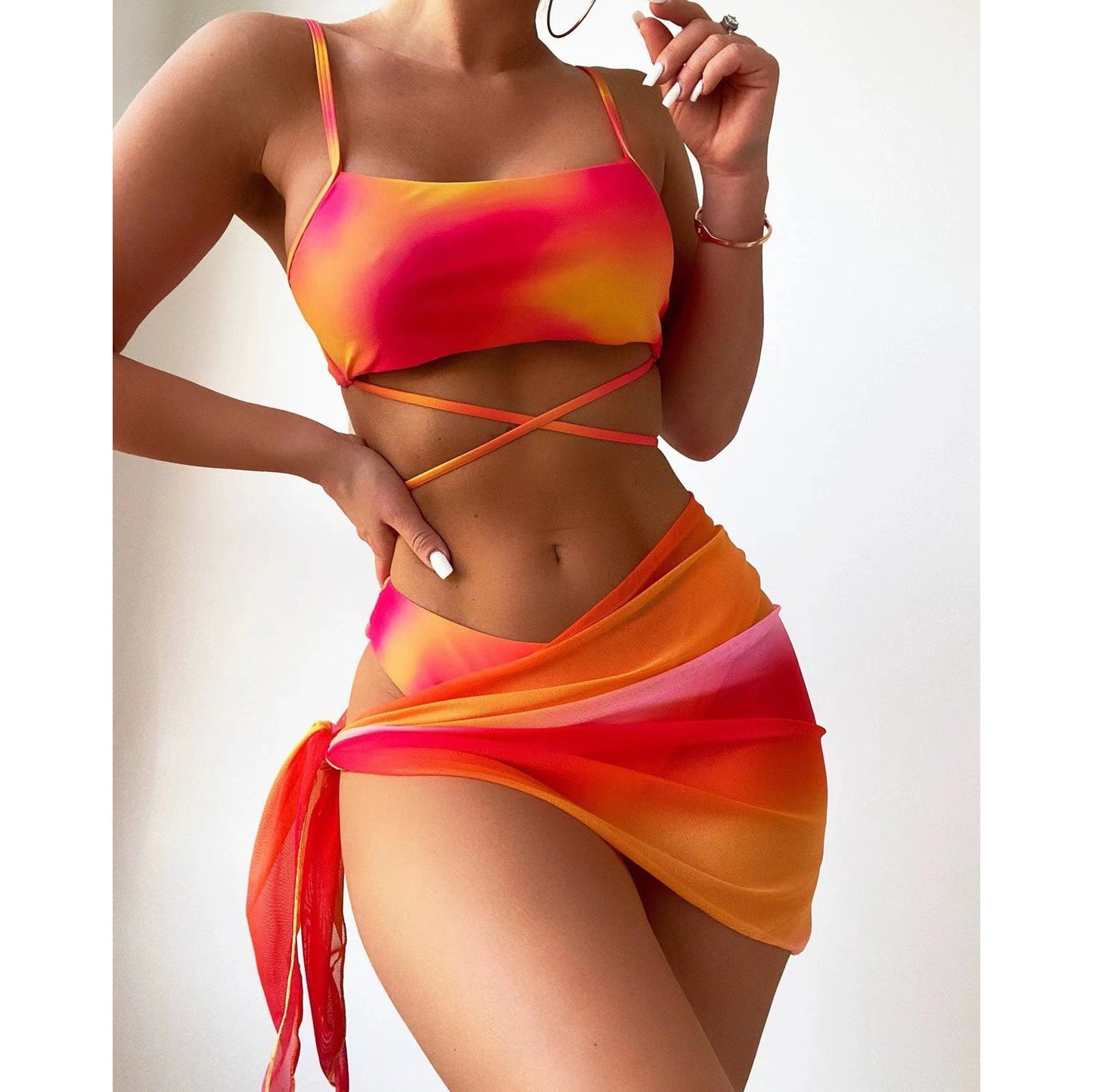 Bikini Tie-Dye 3 Piezas con Falda de Malla - vista 4