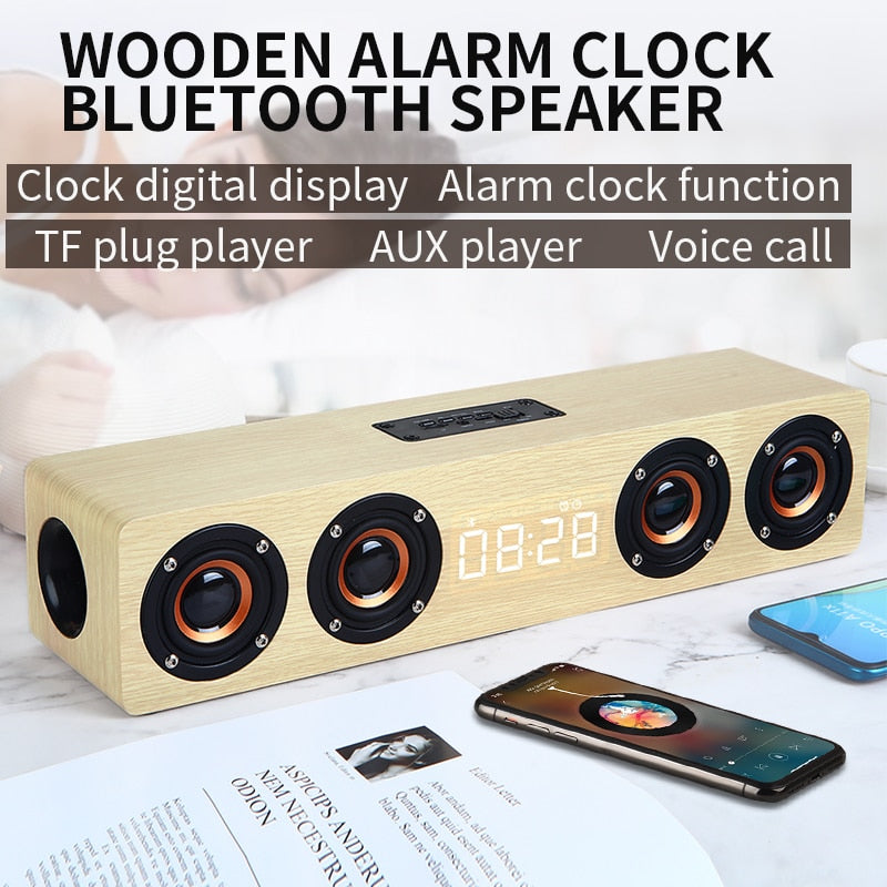 Altavoz Bluetooth de Madera con Radio y Reloj Despertador - vista 2