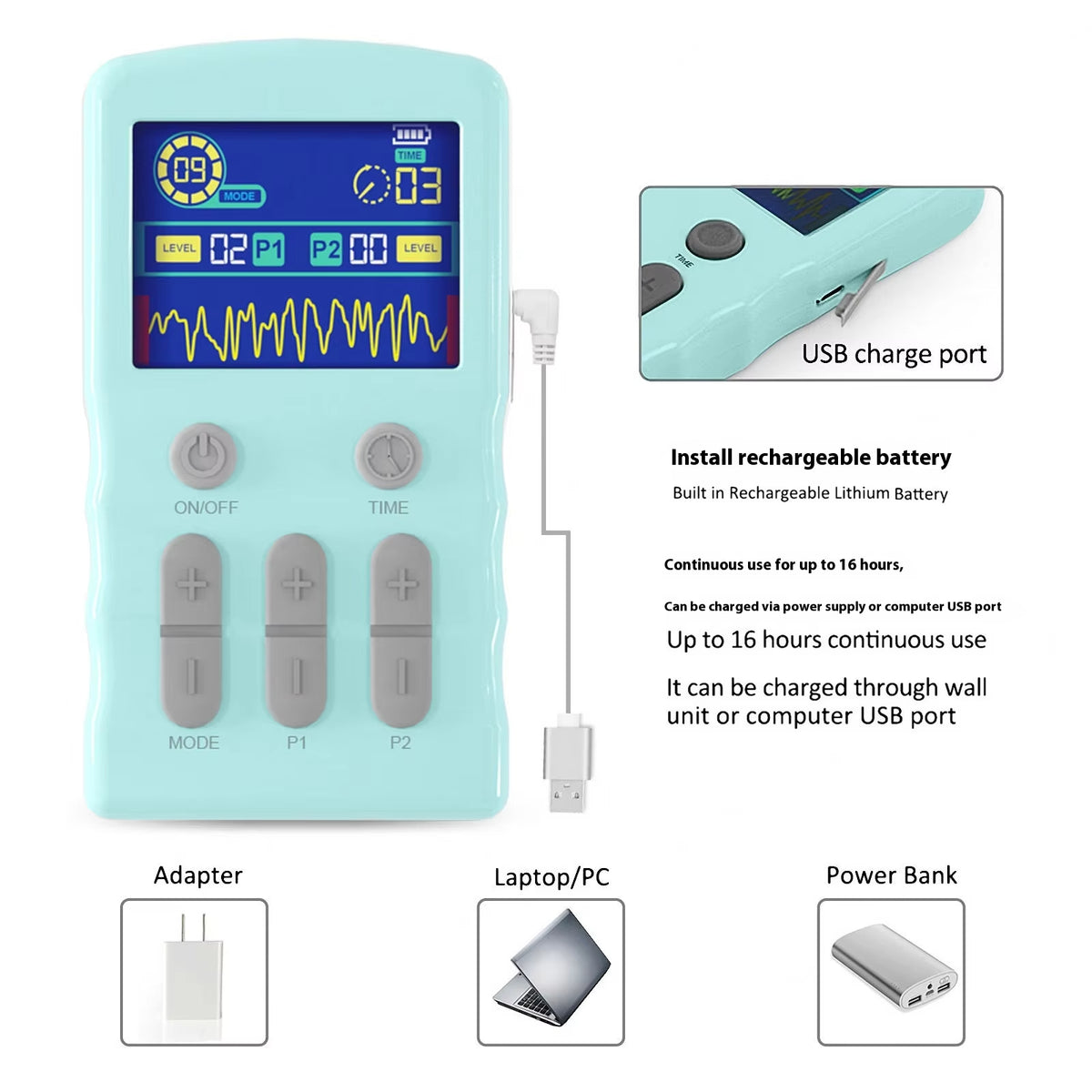 Electroestimulador TENS/EMS de Doble Salida, 25 Modos - vista 6