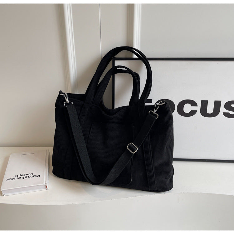 Bolso Tote de Pana de Gran Capacidad, Bandolera Casual