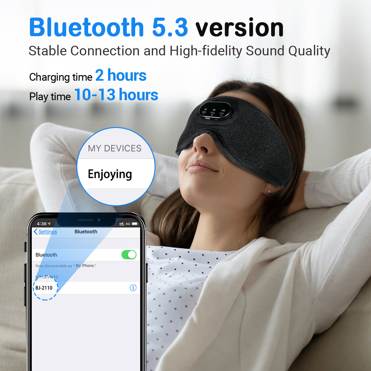 Antifaz de Dormir 3D con Bluetooth y Ruido Blanco - vista 2