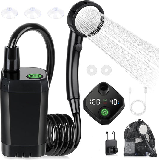 Ducha Portátil Recargable para Exterior, 6000mAh con Pantalla