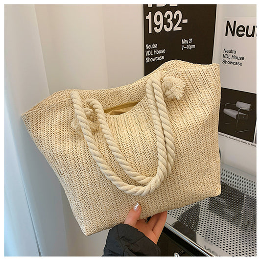Bolso de Rafia Tejida de Gran Capacidad, Bolso de Playa