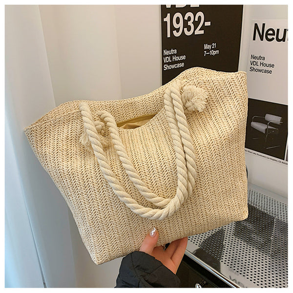 Bolso de Rafia Tejida de Gran Capacidad, Bolso de Playa