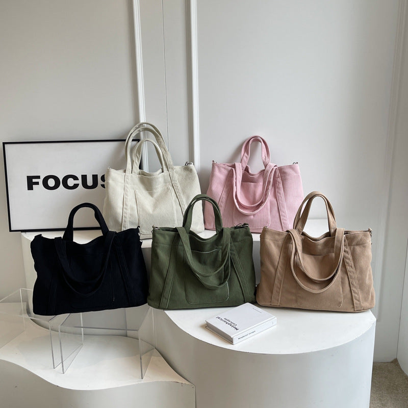 Bolso Tote de Pana de Gran Capacidad, Bandolera Casual