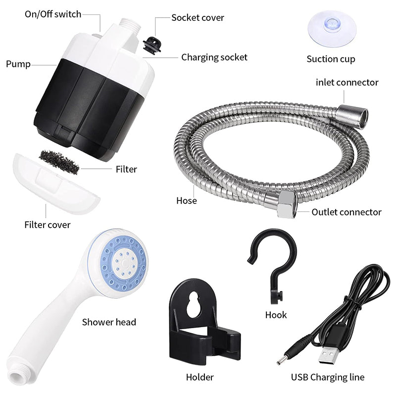 Ducha Portátil Recargable USB para Camping y Coche - vista 6