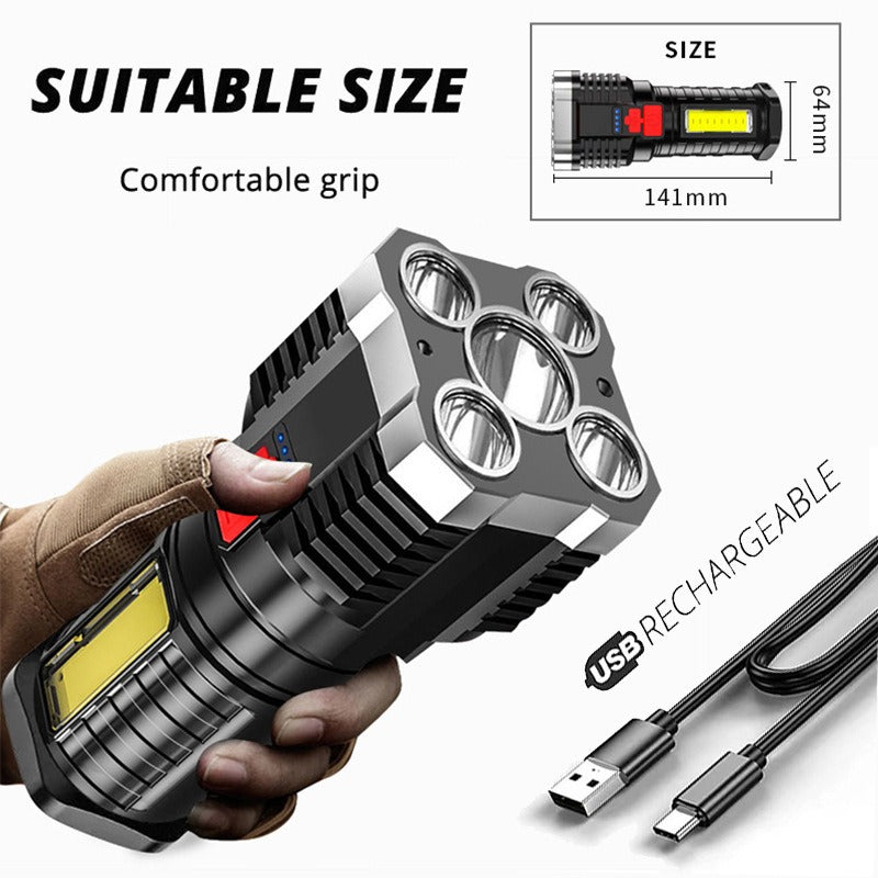 Linterna LED de Trabajo con Luz Lateral, Recargable USB