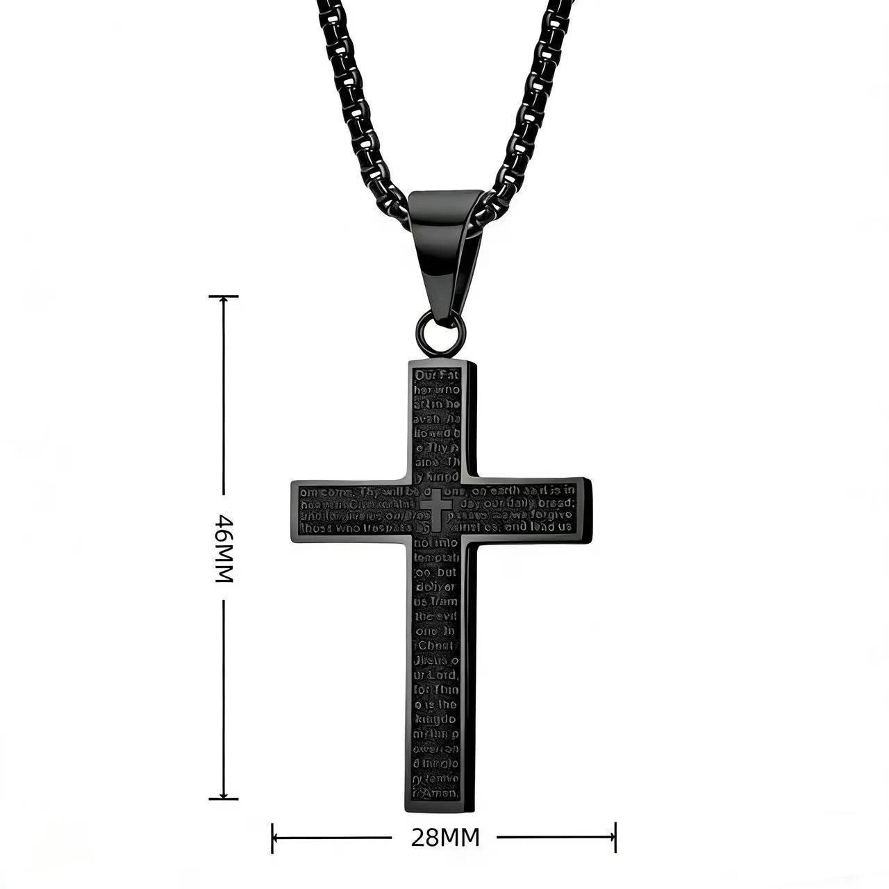 Collar con Colgante de Cruz, Acero Titanio