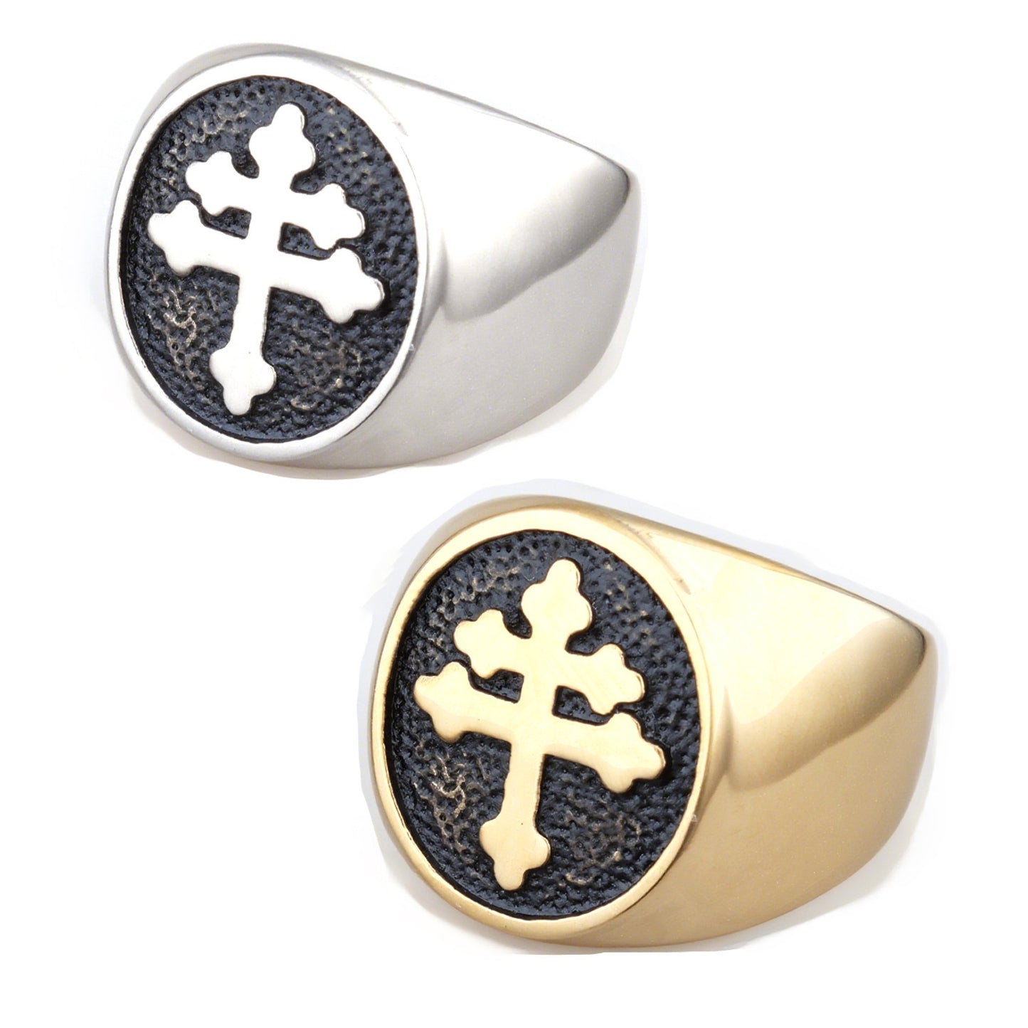 Anillo de Cruz Retro en Acero Inoxidable