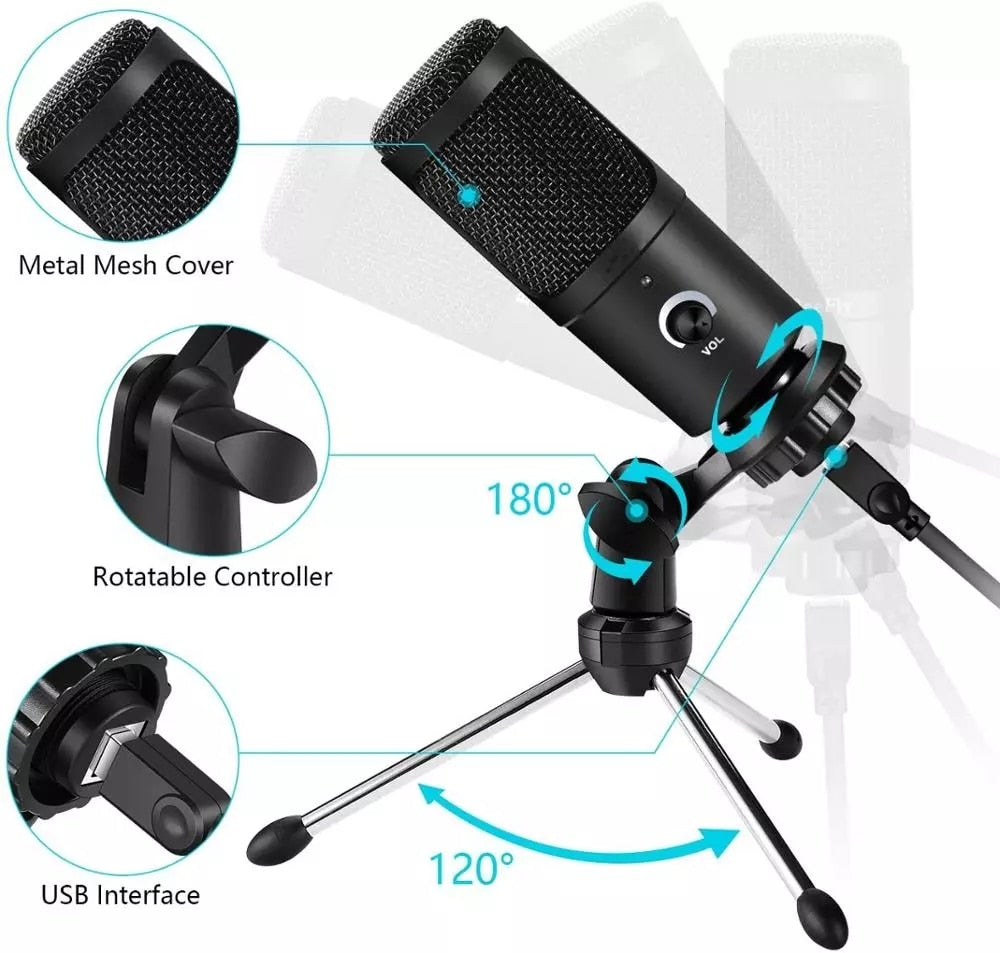 Micrófono de Condensador USB Profesional para Streaming y Estudio - vista 2