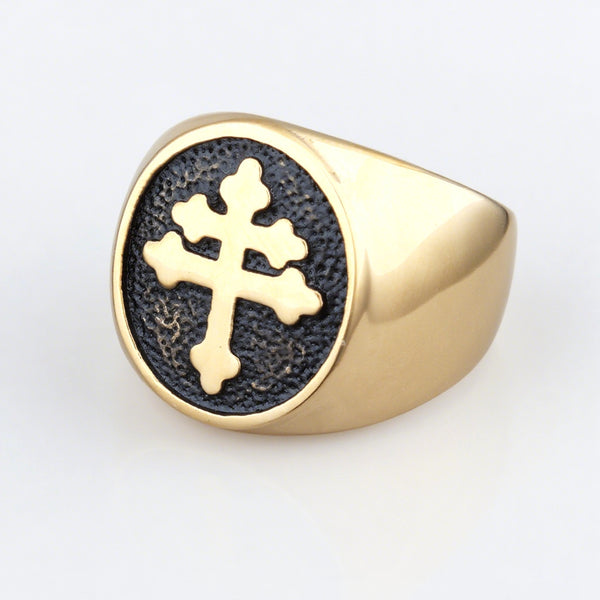 Anillo de Cruz Retro en Acero Inoxidable