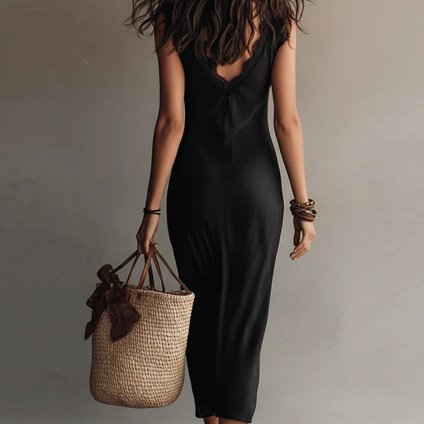 Vestido Largo Entallado de Tirantes con Estampado, Estilo Vacacional - vista 3