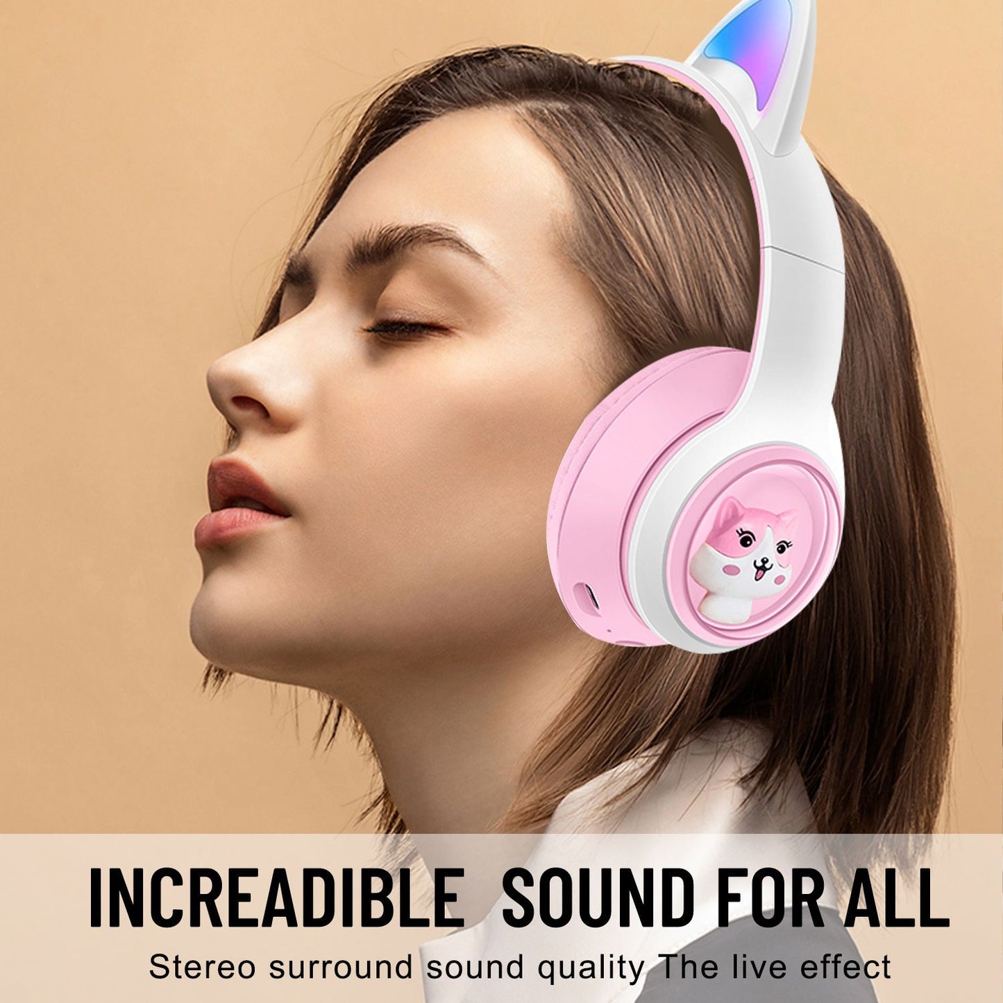 Auriculares Bluetooth AKZ-07 con Orejas de Gato Luminosas - vista 2