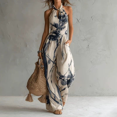 Mono de Pernera Ancha con Estampado y Bolsillos