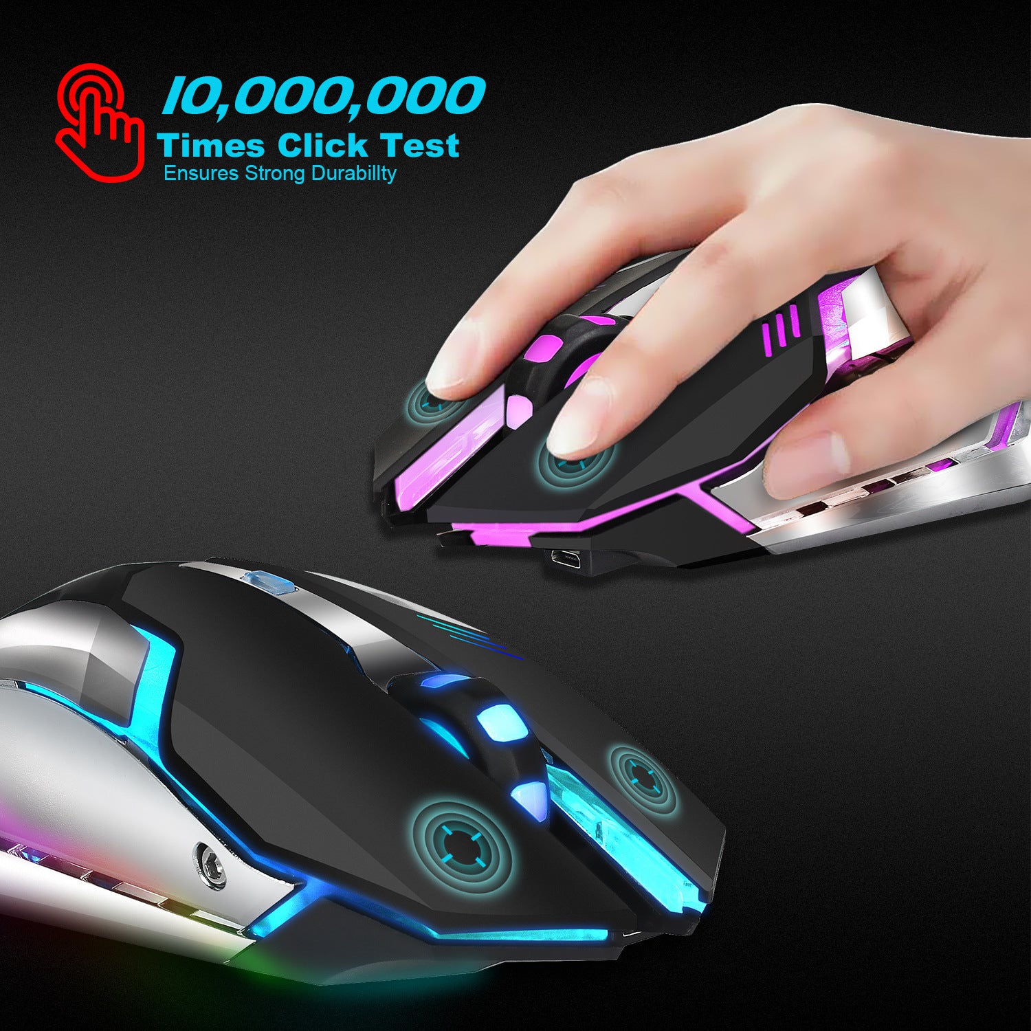 Ratón Gaming Inalámbrico Recargable con Luces RGB - vista 2