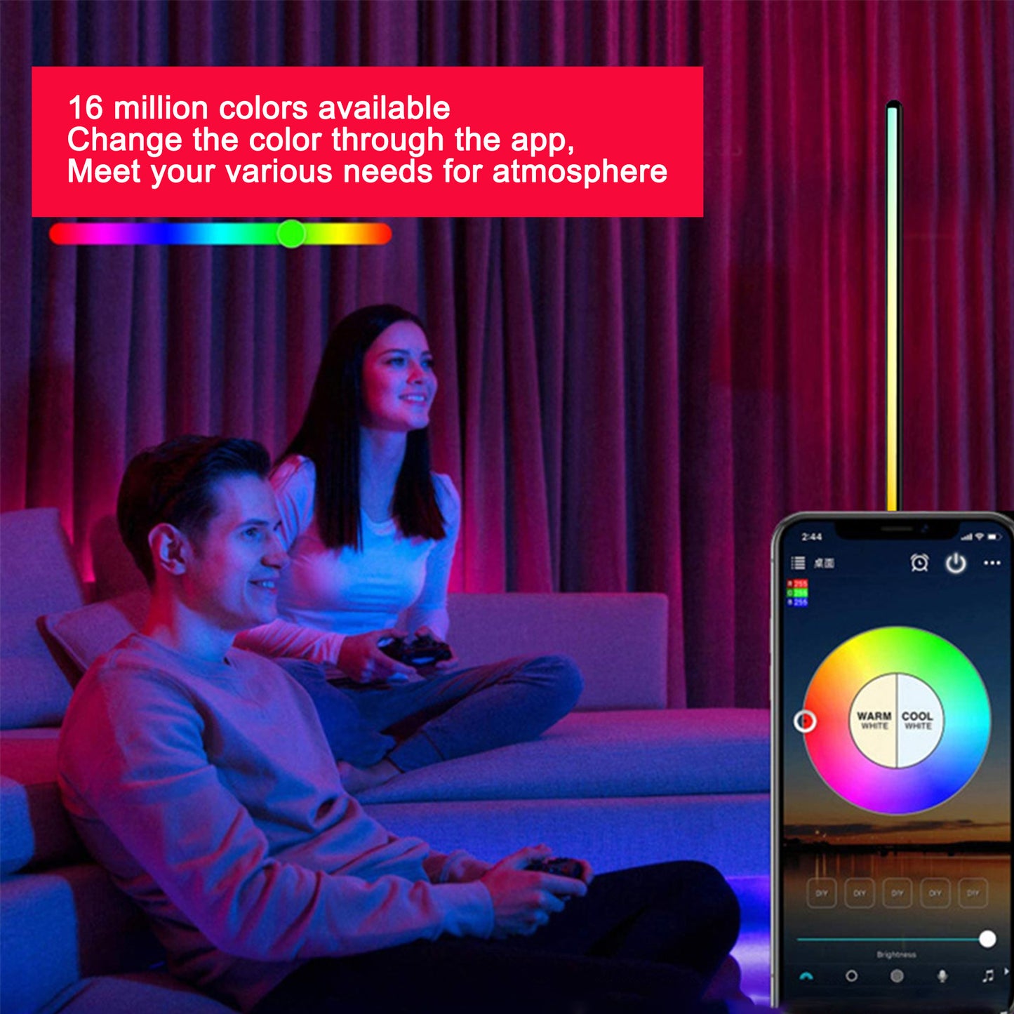 Lámpara de Pie RGB con Mando y Control por App