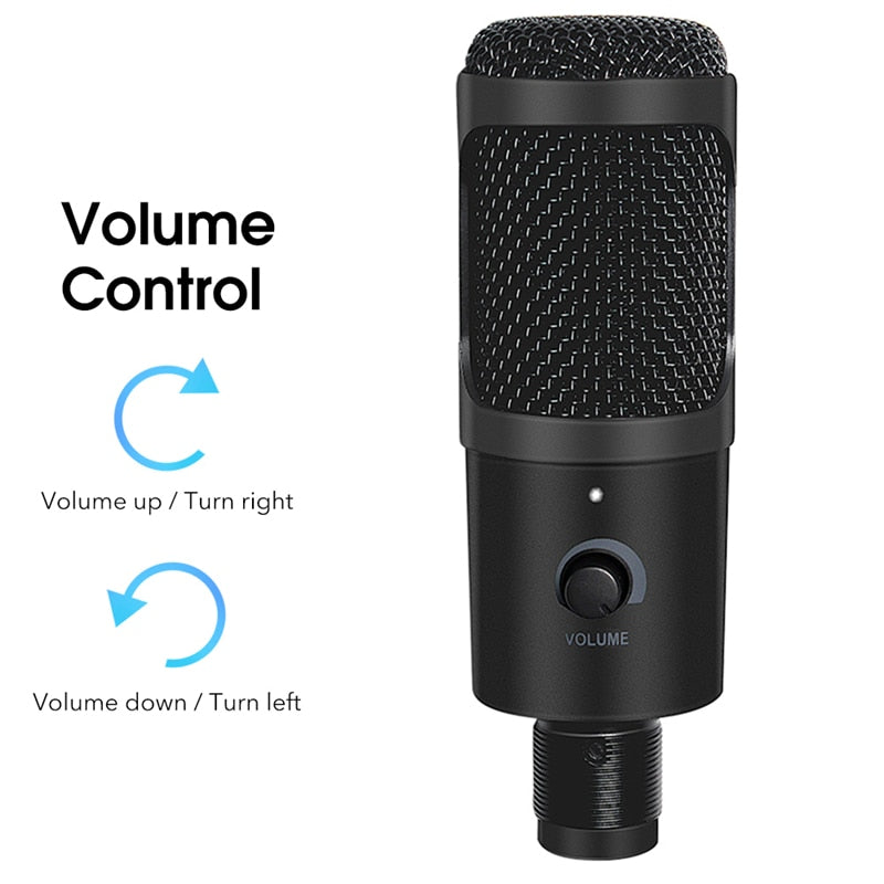 Micrófono de Condensador USB Profesional para Streaming y Estudio
