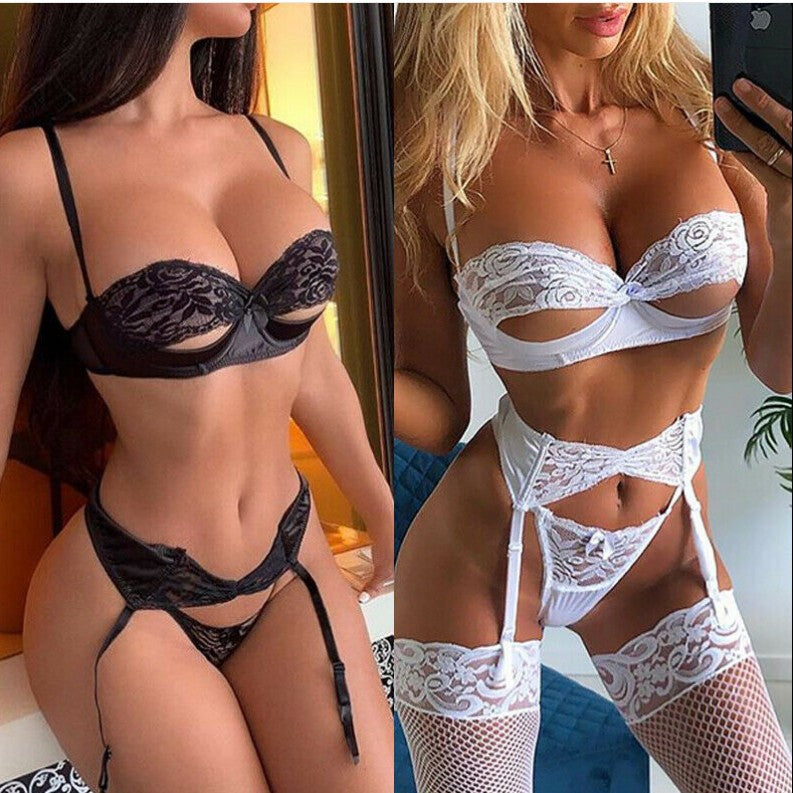 Conjunto de Lencería de Encaje, Sujetador y Braguita