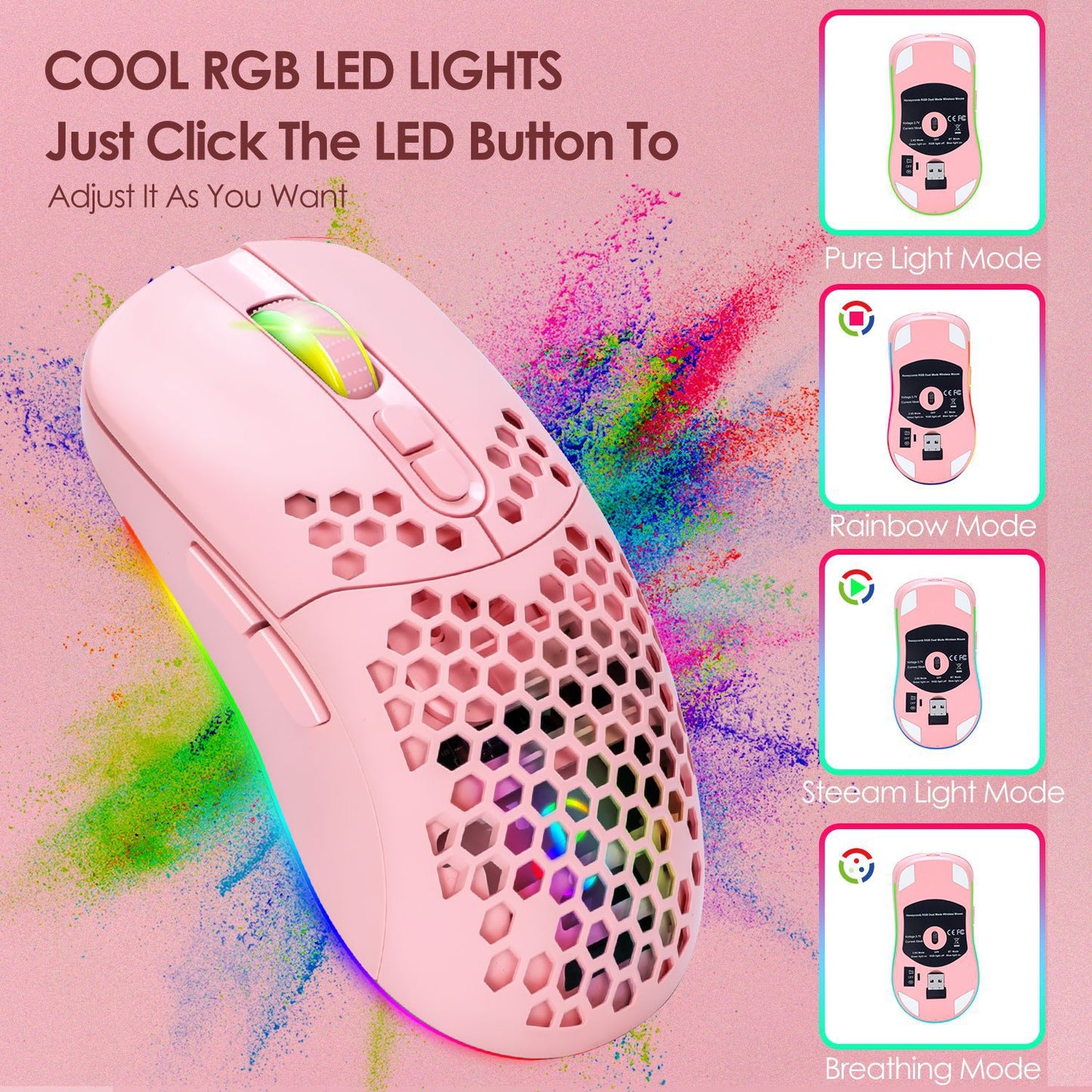 Ratón Inalámbrico RGB Silencioso y Ligero - vista 2
