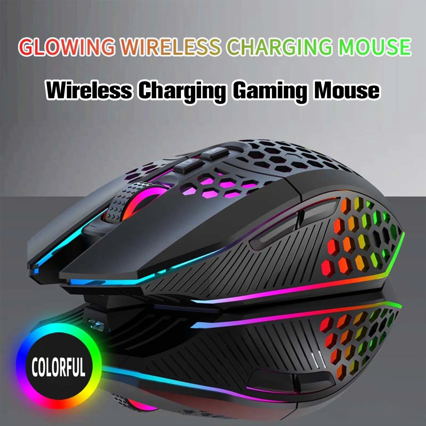 Ratón Gaming Inalámbrico Ultraligero, Diseño Panal - vista 2