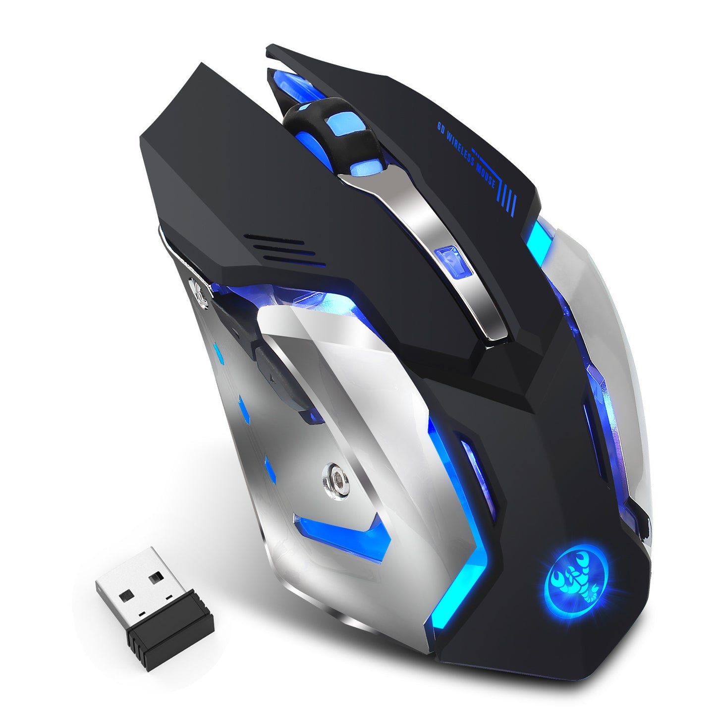 Ratón Gaming Inalámbrico Recargable con Luces RGB