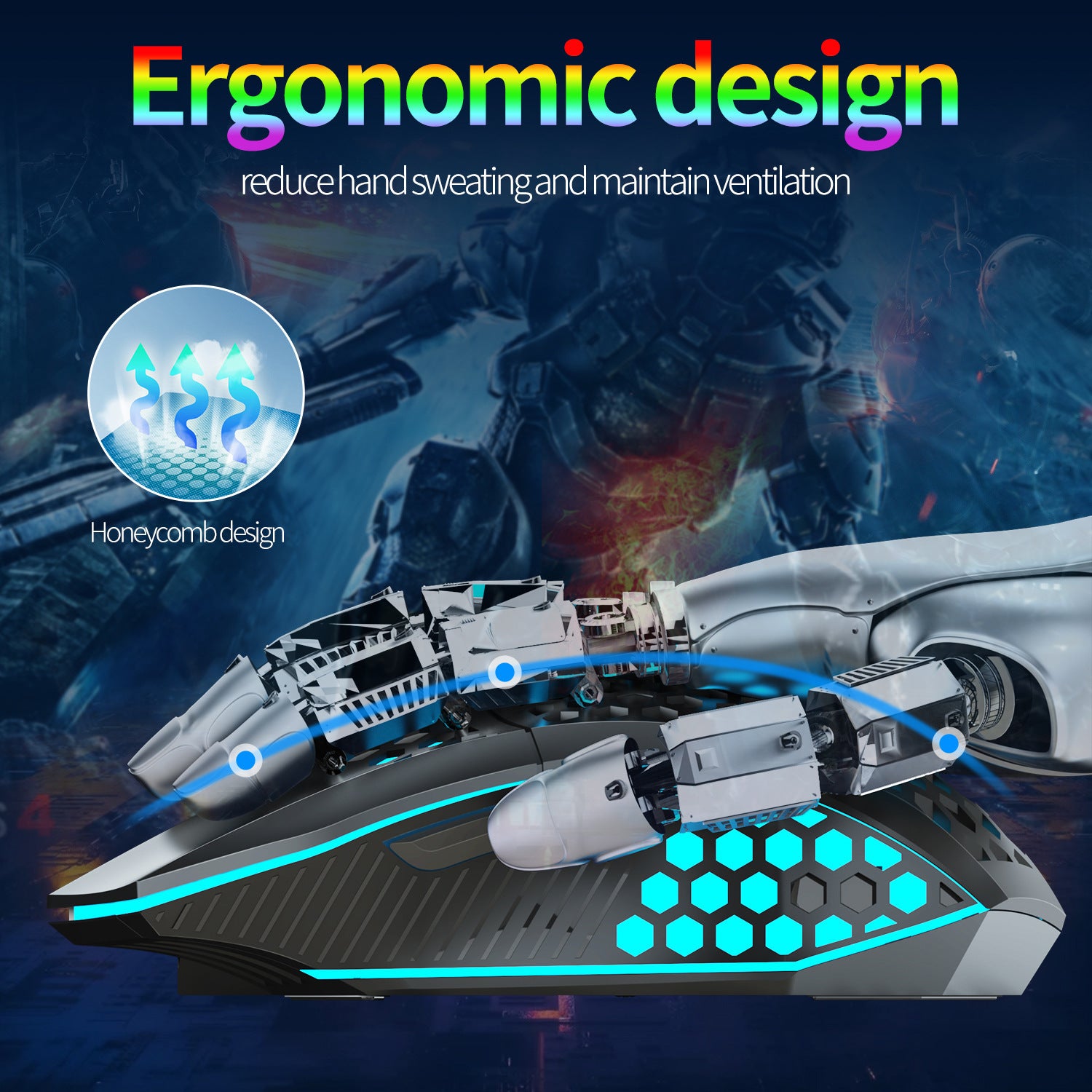 Ratón Gaming Inalámbrico Ultraligero, Diseño Panal - vista 4