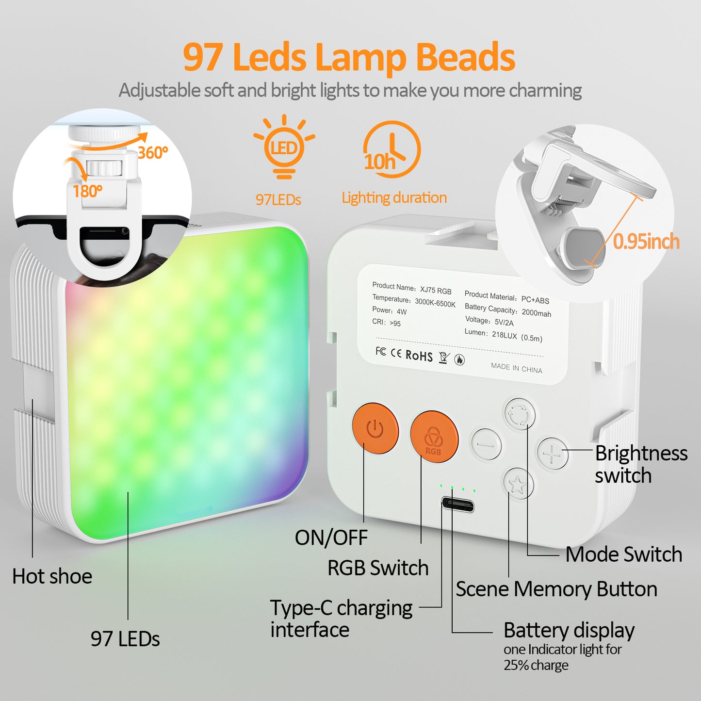 Luz de Bolsillo RGB Mini XJ75 para Móvil y Fotografía - vista 2