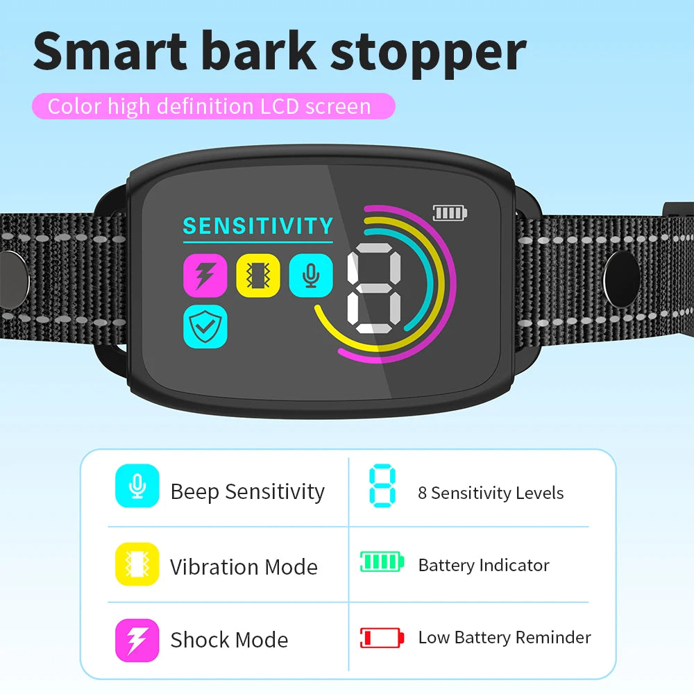 Collar Antiladridos Inteligente para Perros, Recargable IP67 - vista 2
