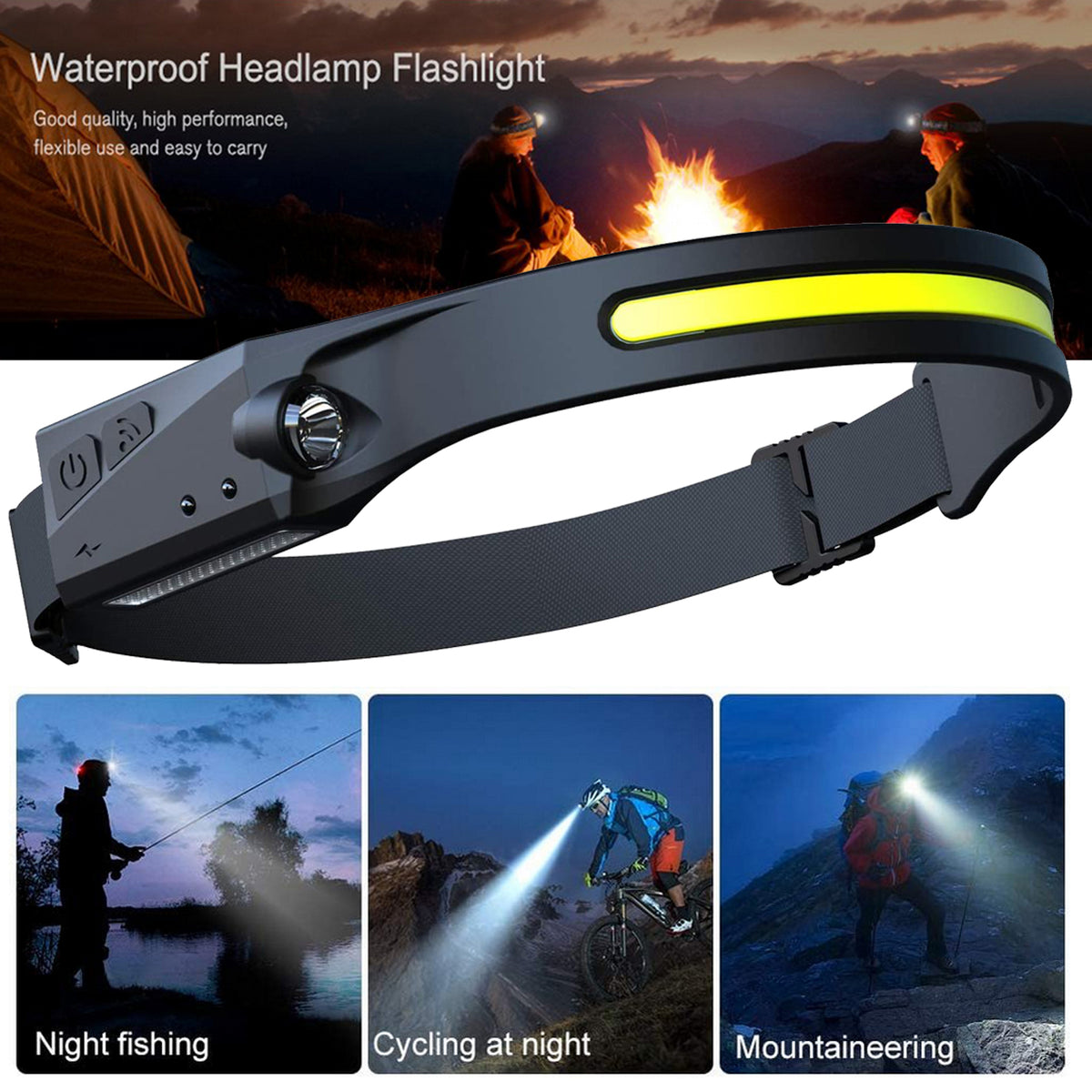 Linterna Frontal LED con Sensor, Recargable USB - vista 8