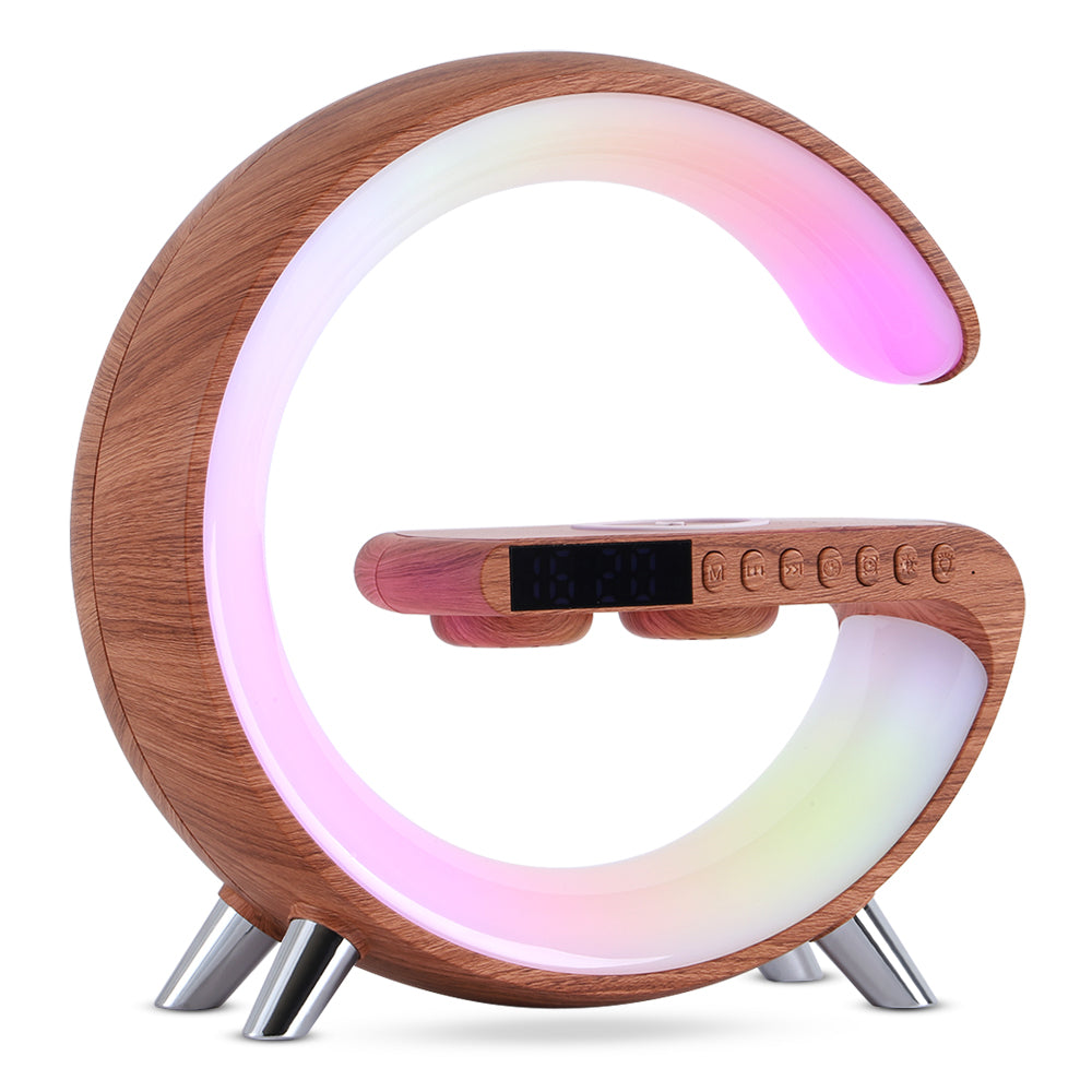 Lámpara LED en G con Altavoz Bluetooth, Cargador Inalámbrico y Reloj - vista 3