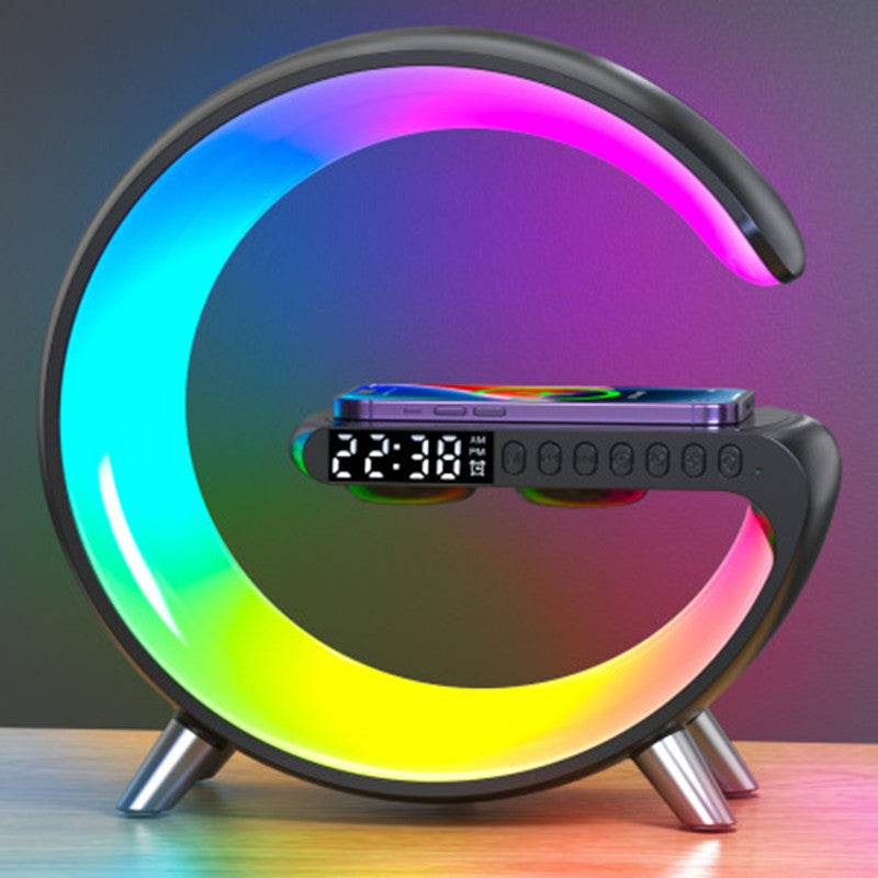 Lámpara LED en G con Altavoz Bluetooth, Cargador Inalámbrico y Reloj - vista 5