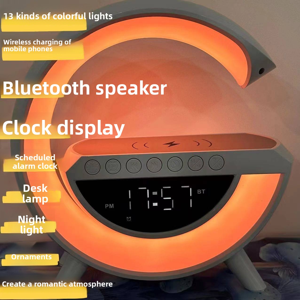 Lámpara Altavoz Bluetooth con Carga Inalámbrica Multifunción